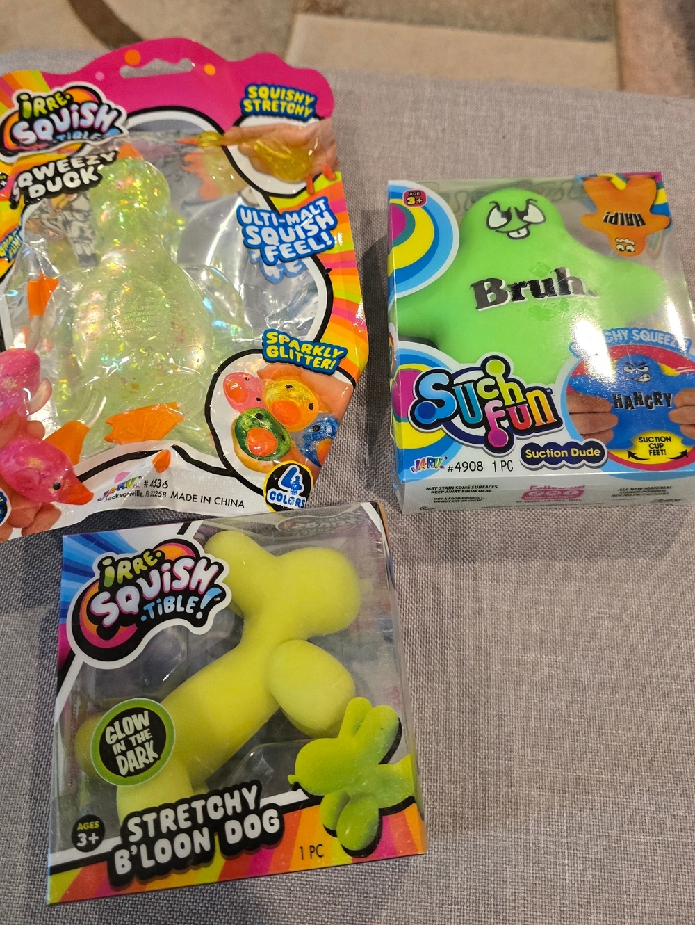 Bundle Of Green Squishies, 1 Duck, 1 Dog, 1 Bruh